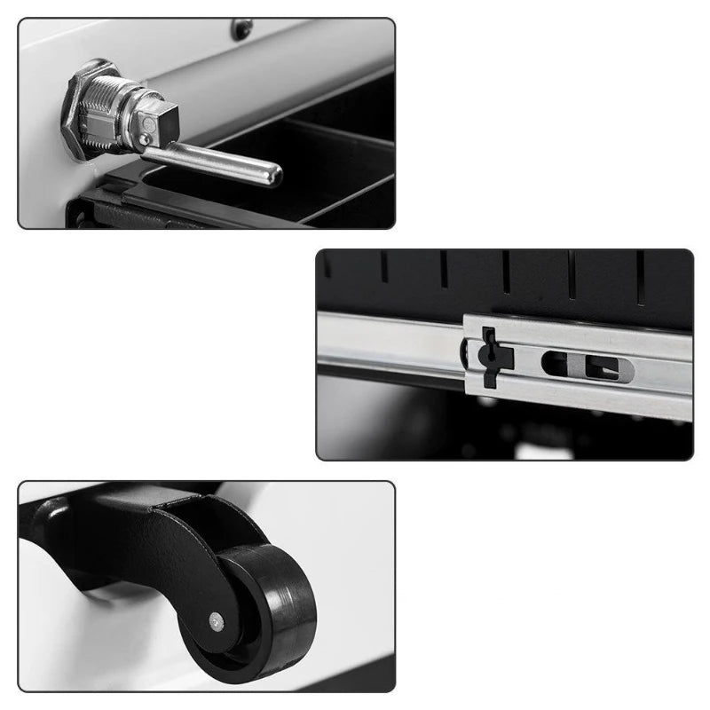 White 3-Drawer Lockable Steel File Cabinet on Wheels