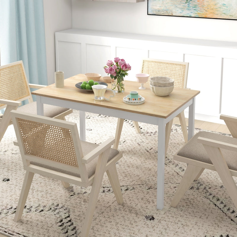 Rustic White Four-Seater Wooden Dining Table