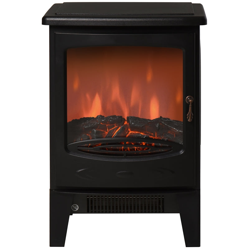 Black Electric Fireplace Heater with Adjustable Flame