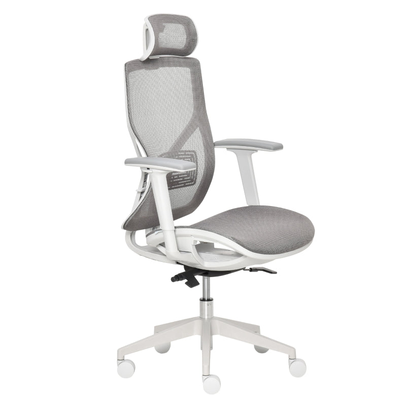 Grey Mesh Office Chair with 360° Rotation & Adjustable Features