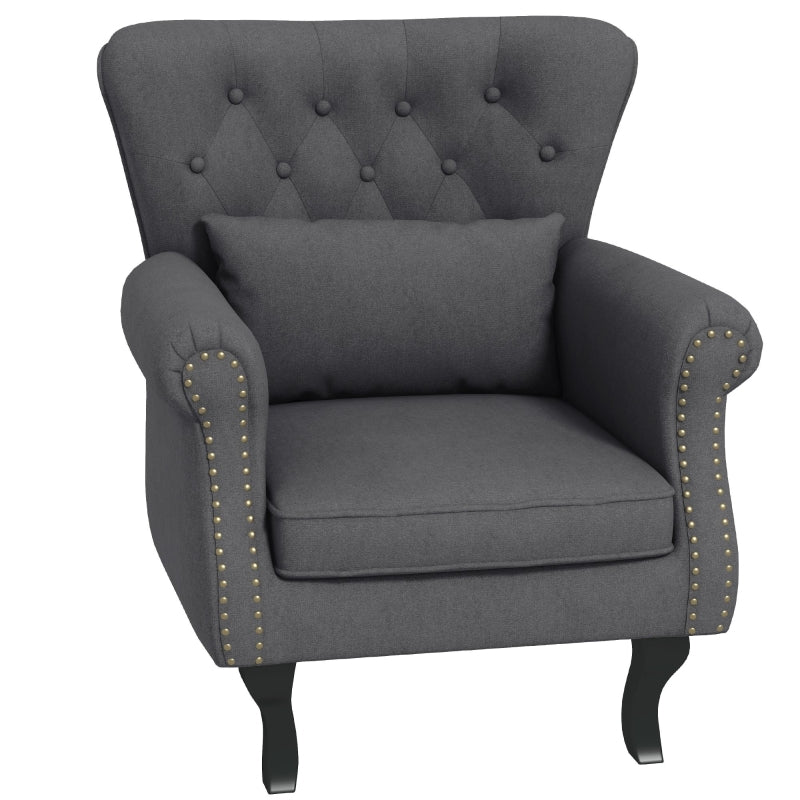 Grey Velvet Chesterfield Accent Chair