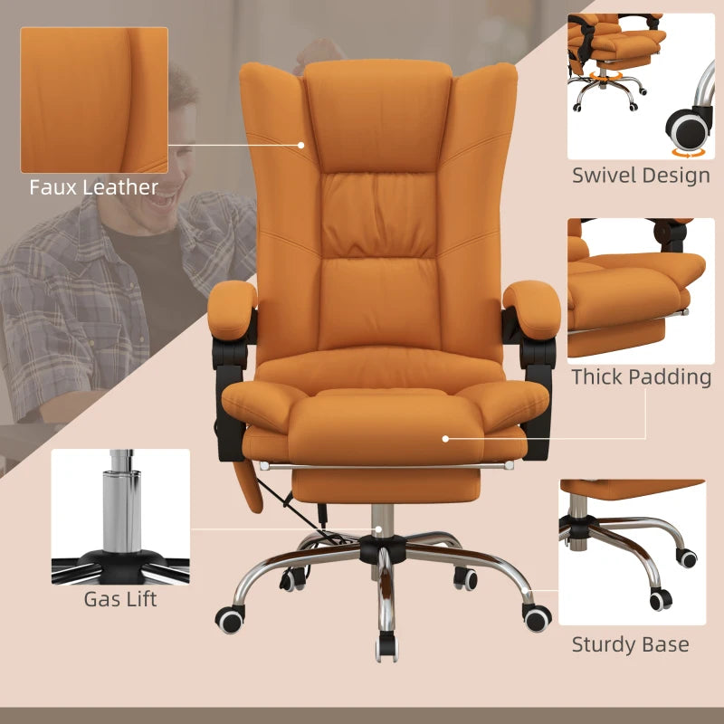 Orange Ergonomic Office Chair with Massage and Heating