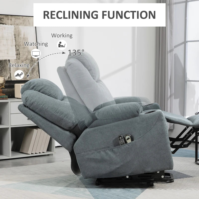 Grey Massage Recliner Chair with Heat Function
