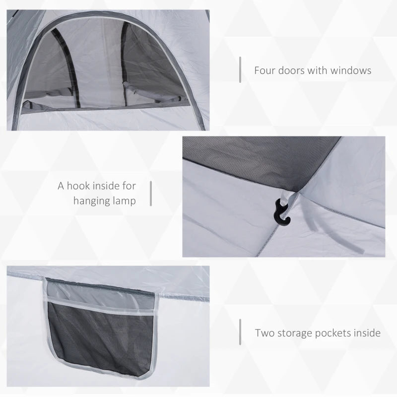 4-Person Light Grey Pop-Up Camping Tent