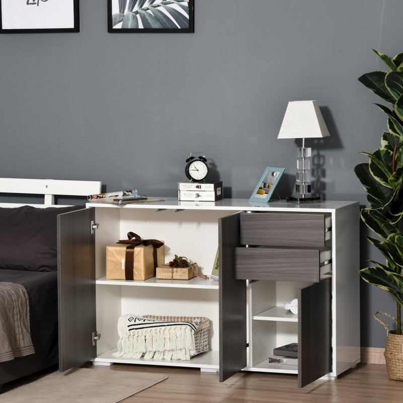 Modern 2-Drawer Light Grey and White Side Cabinet