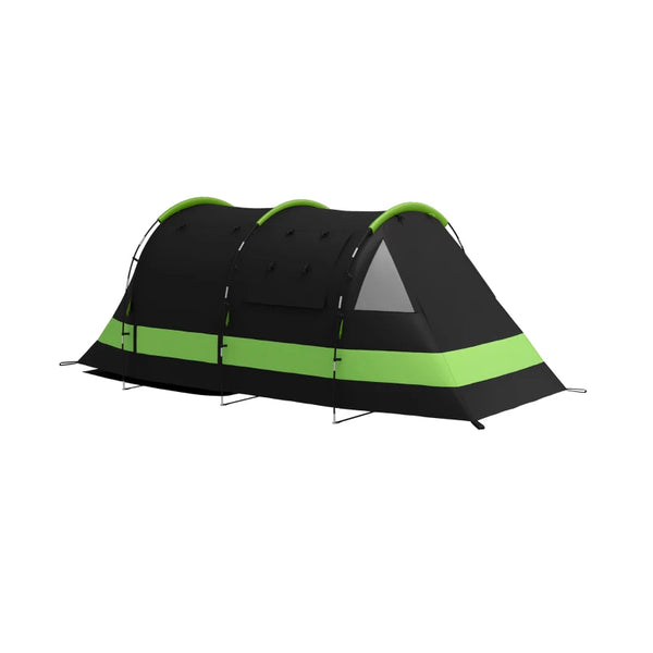 4-Person Black Two-Room Camping Tent with Blackout Feature