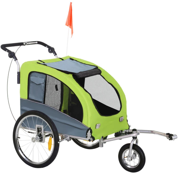 Green Dog Bike Trailer with 360° Rotatable Wheels