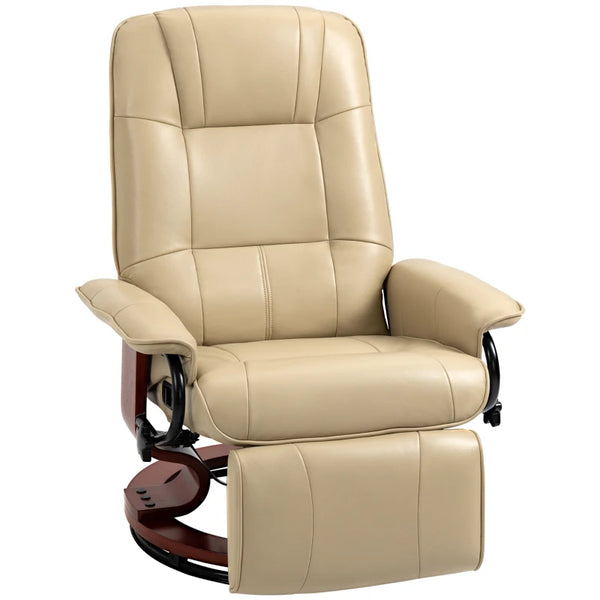 Cream Faux Leather Reclining Armchair with Footrest