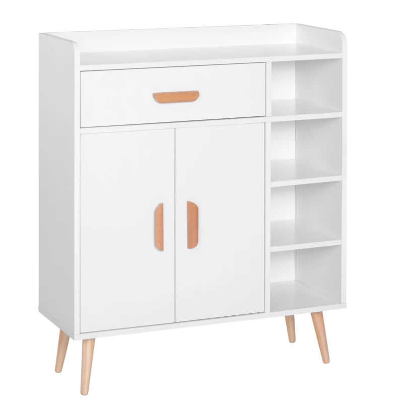 White Storage Side Cabinet with Drawer for Home