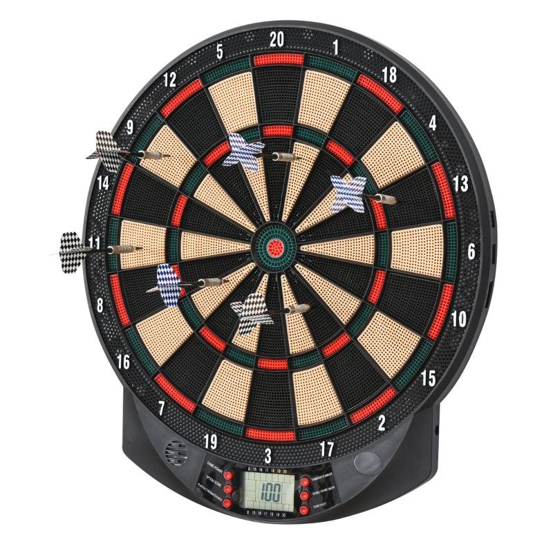 Electronic Dartboard Set with 26 Games in Black - 6 Darts Included