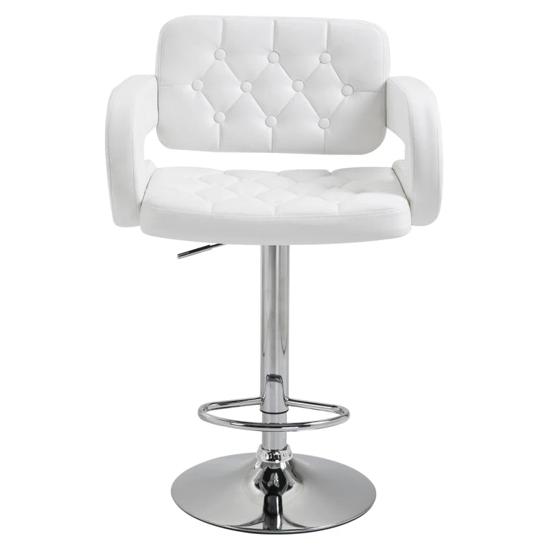 Black Swivel Bar Stool with Back and Armrest, Height Adjustable