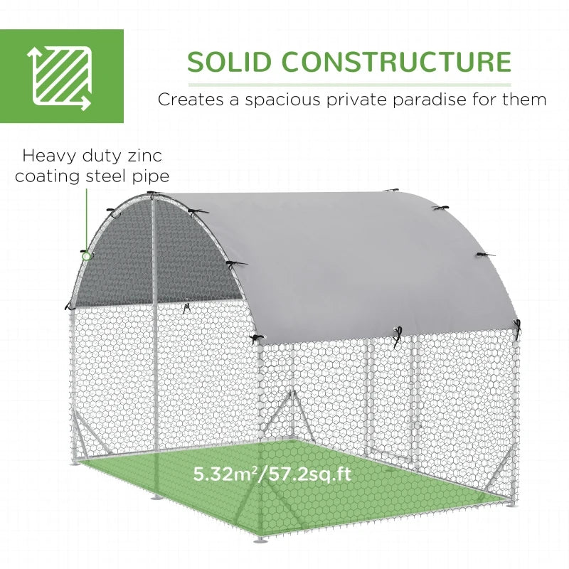 Galvanised Chicken Run with Water-Resistant Cover, 2.8 x 1.9 x 2m