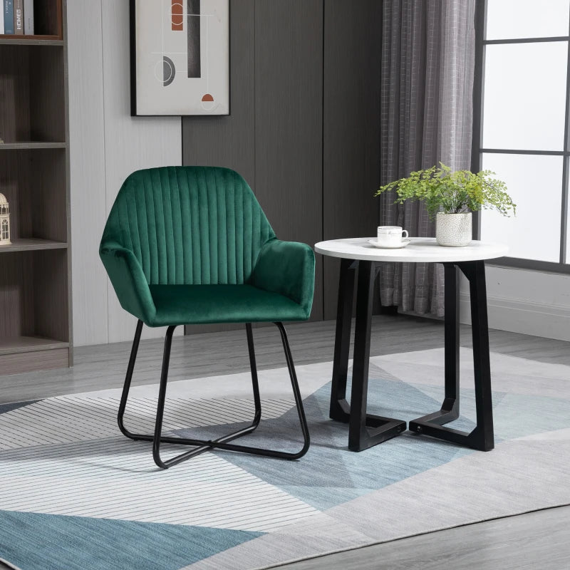 Green Modern Upholstered Armchair with Metal Base for Living Room
