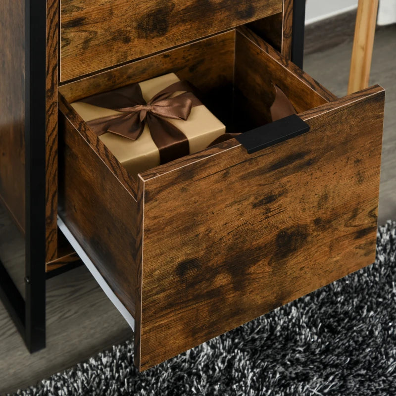 Rustic Brown 3-Drawer Industrial Dresser