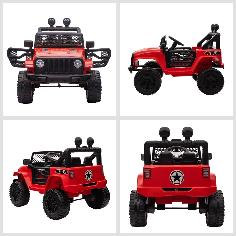 Red Off-Road Electric Ride-On Car for Kids 3-6 Years - Remote Control, Lights, Horn