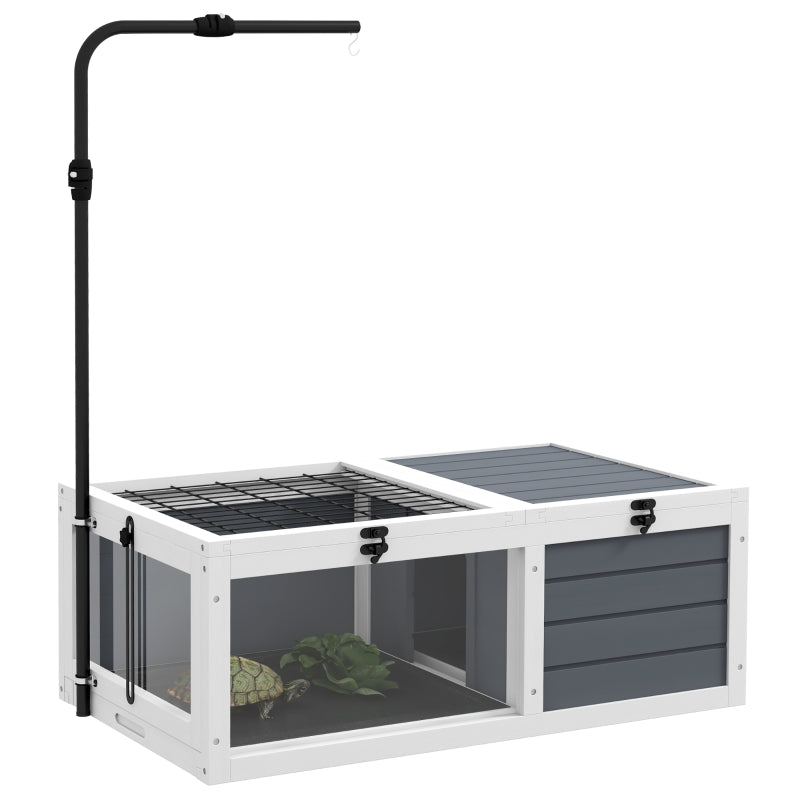 Grey Tortoise Table with Adjustable Lamp Holder and Pull-Out Trays