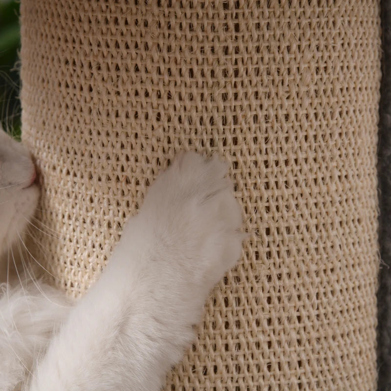 Grey Cat Tree Tower with Scratching Post and Condo