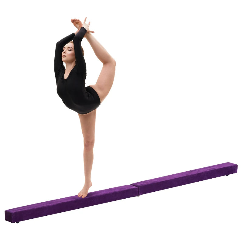 Purple Suede Upholstered Wooden Folding Balance Beam