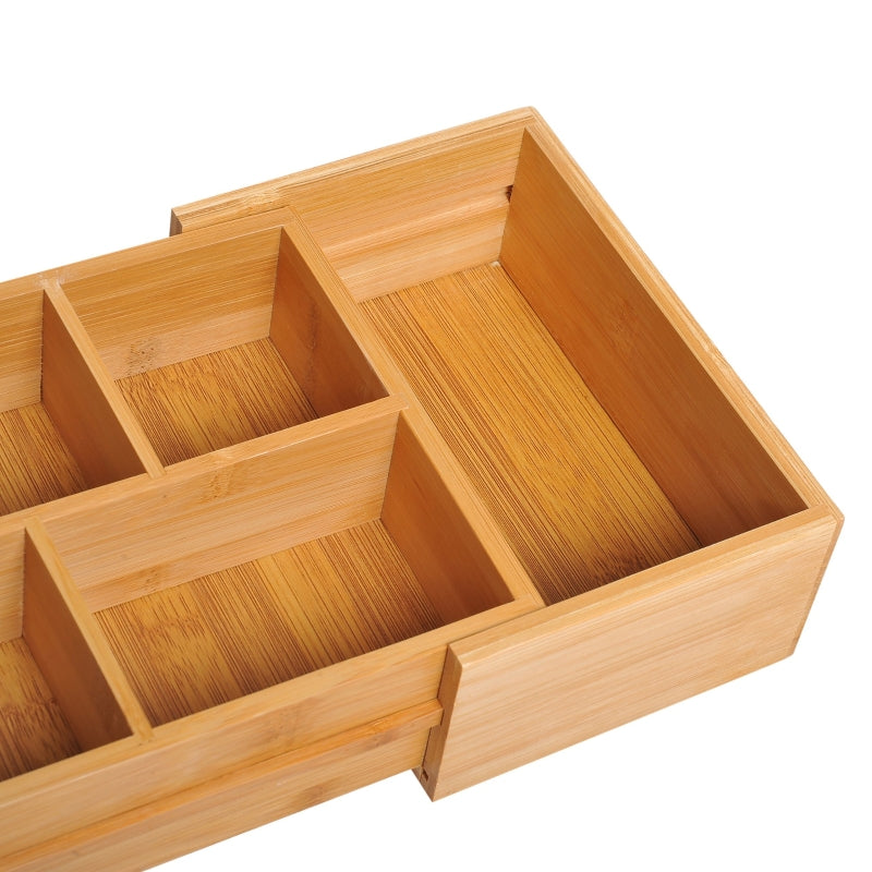 Bamboo Drawer Organiser Tray Divider, Adjustable 24.6-41cm, Natural Color