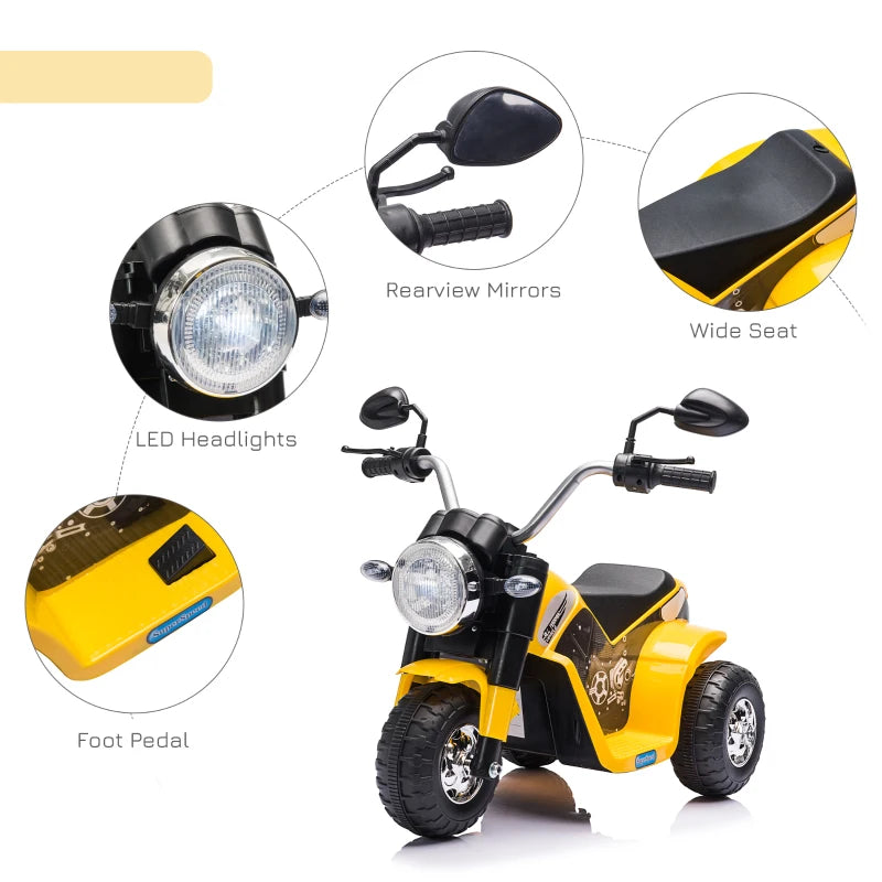 Yellow 3-Wheel Electric Kids Motorbike Toy 18-36 Months