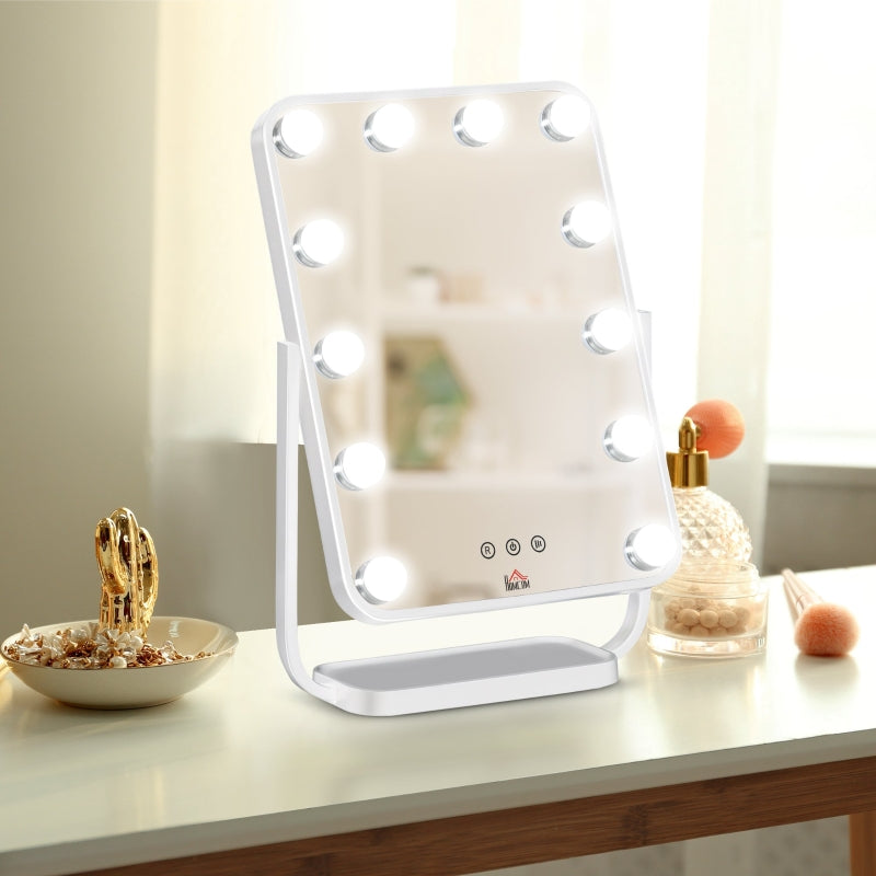 White LED Hollywood Makeup Mirror with Dimmable Lights