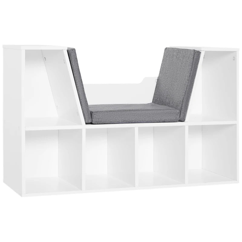 White Cushioned Reading Seat Bookcase Shelf