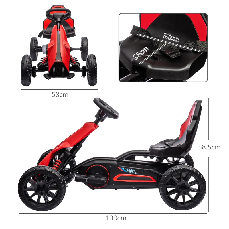 Red Kids Electric Go Kart with Rechargeable Battery - 2 Speeds