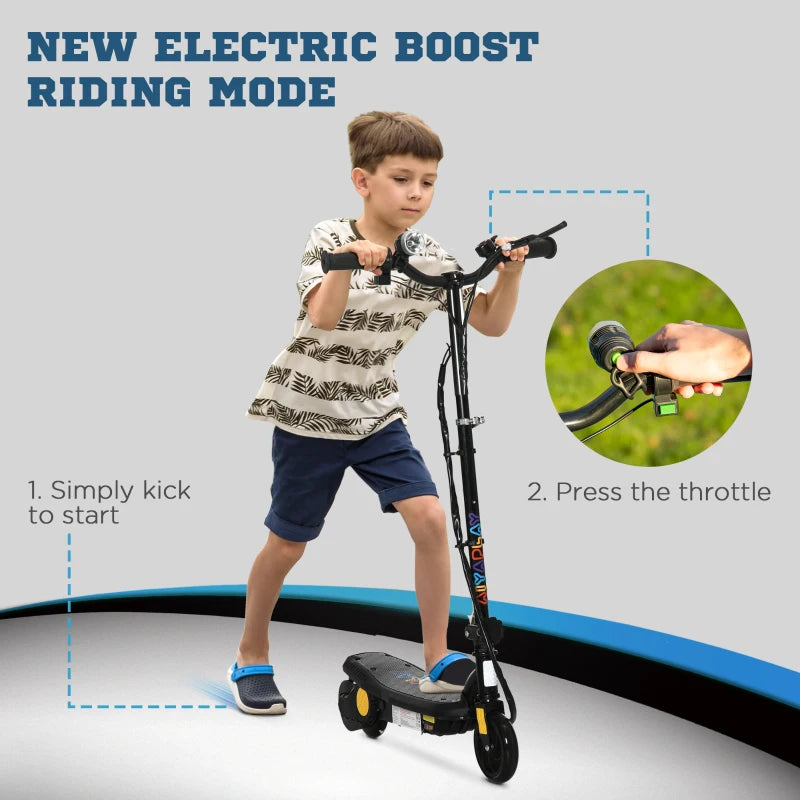 Black Foldable Electric Scooter with LED Headlight for Ages 7-14