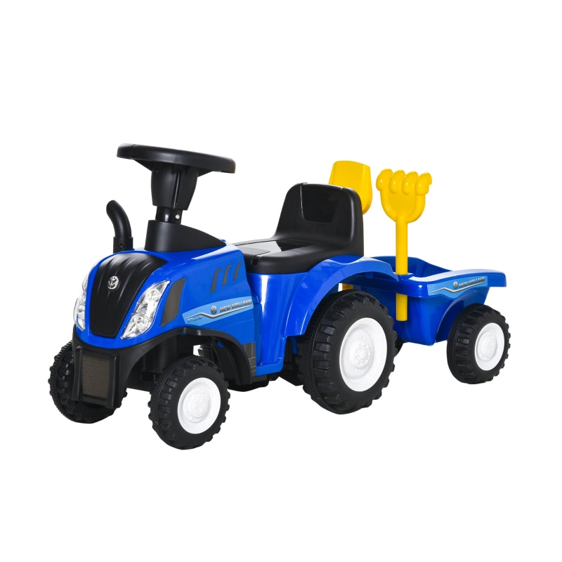 Blue Toddler Ride-On Tractor with Horn and Storage