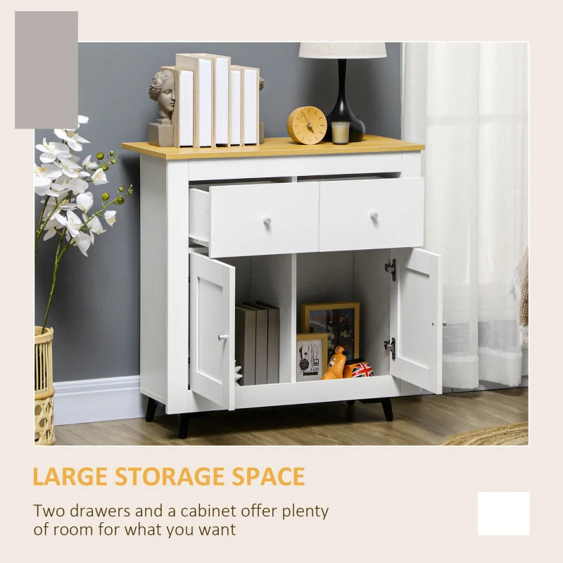 White Modern Sideboard Storage Cabinet with Double Doors and Drawers