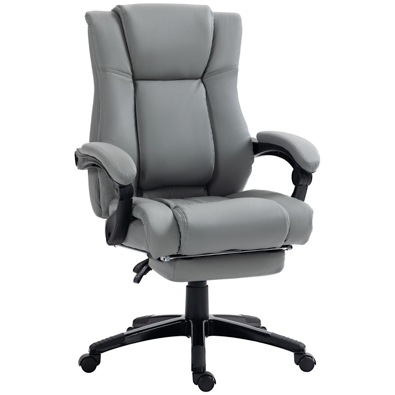 Grey Swivel Office Chair with Footrest and Wheels