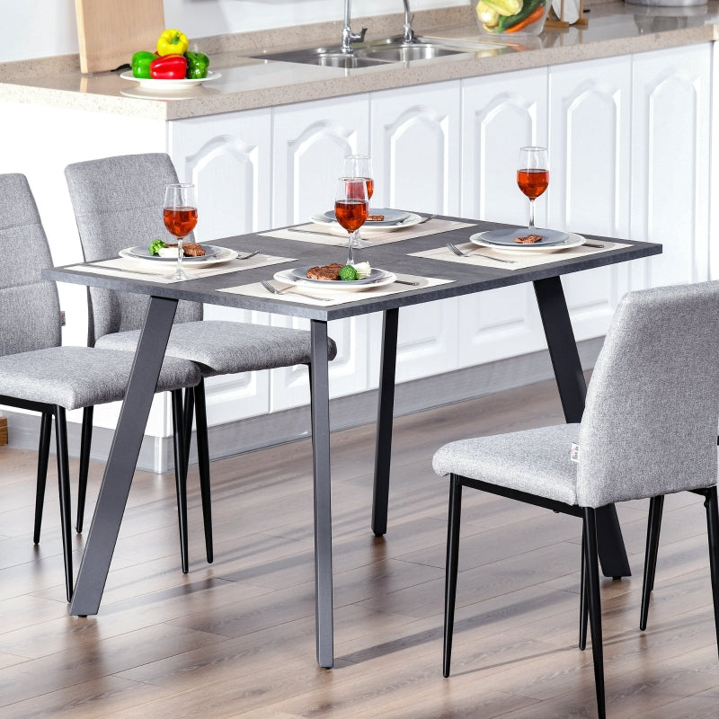 Dark Grey Metal Leg Dining Table with Spacious Top