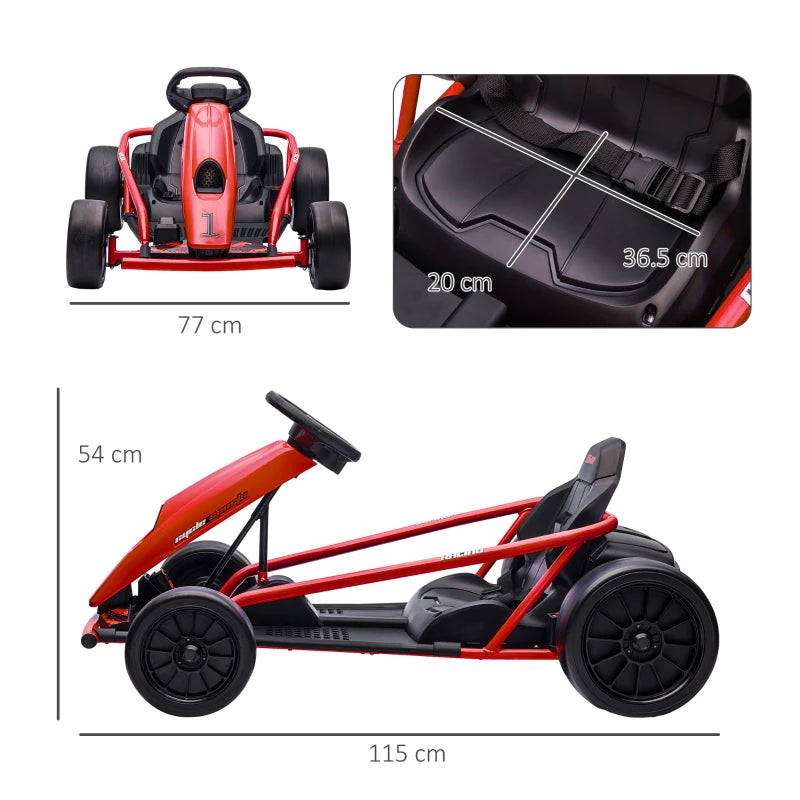 Red Electric Drift Go Kart for Kids, 2 Speeds, Ages 8-12