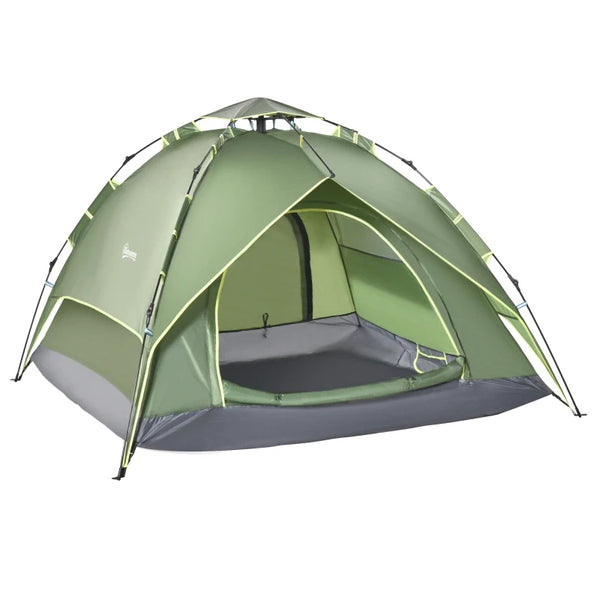 3-Person Automatic Pop-Up Camping Tent - Portable Double Layer, Blue
