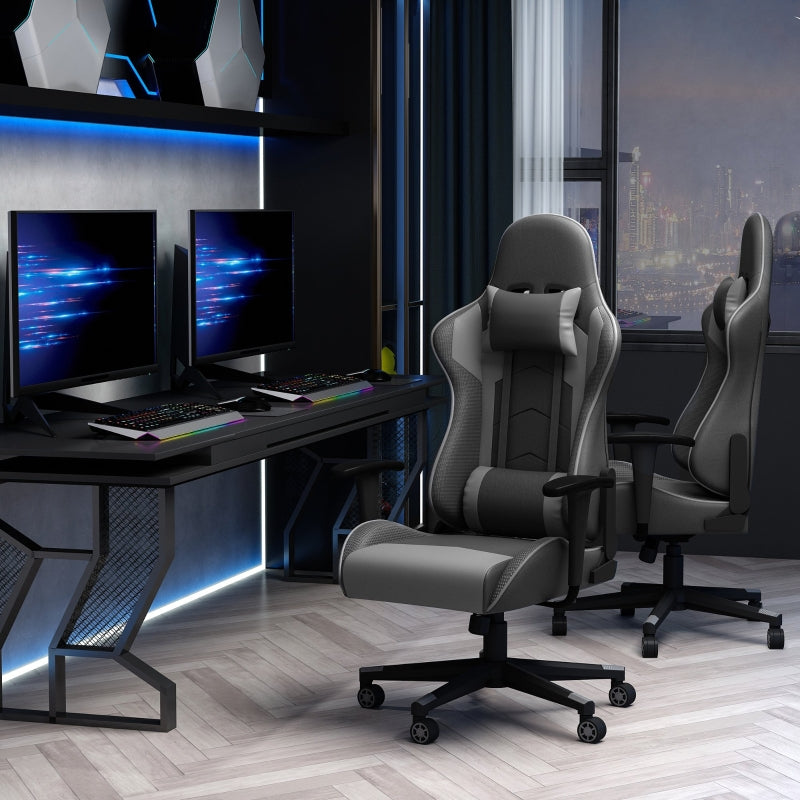 Black High Back Gaming Chair with Head Pillow and Lumbar Support