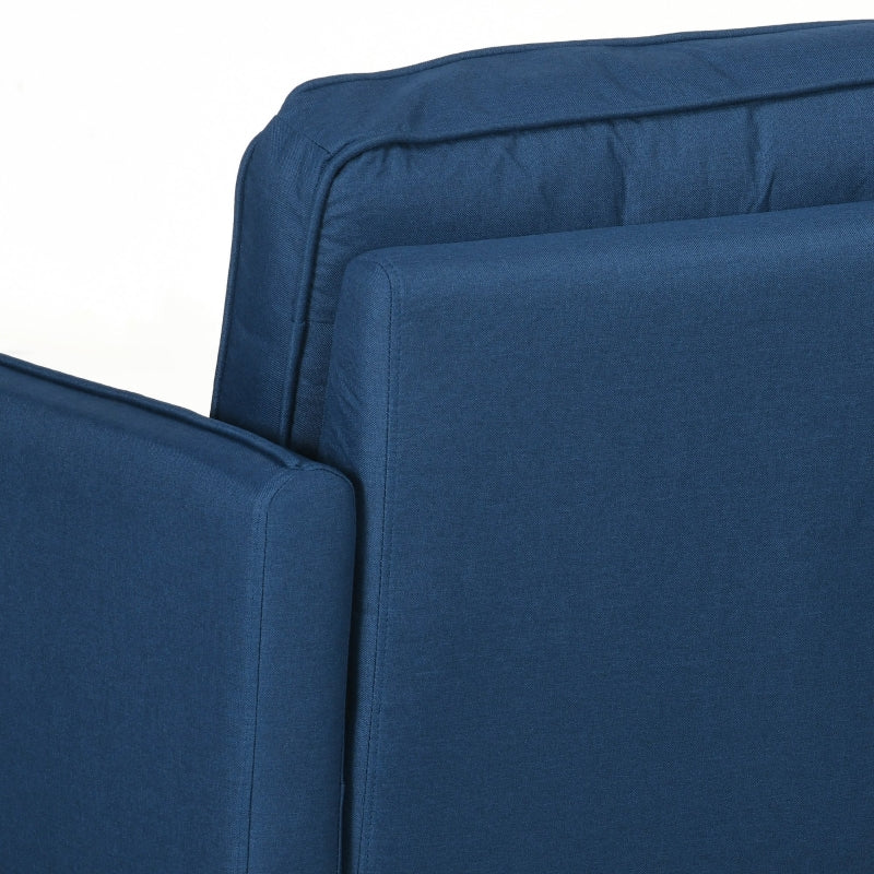 Blue Upholstered 2 Seater Loveseat Sofa with Back Cushions and Pillows