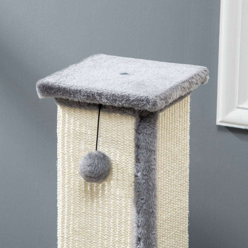 Grey 81cm Vertical Cat Scratcher with Sisal Rope and Plush Ball