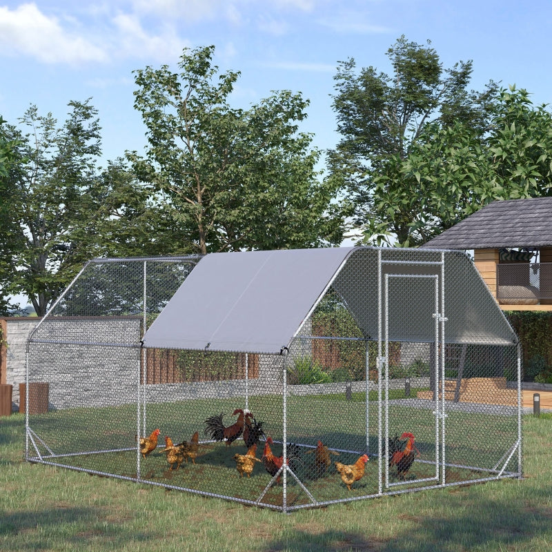 Large Outdoor Chicken Run with Roof, 10-12 Chickens, Duck Pen - Green