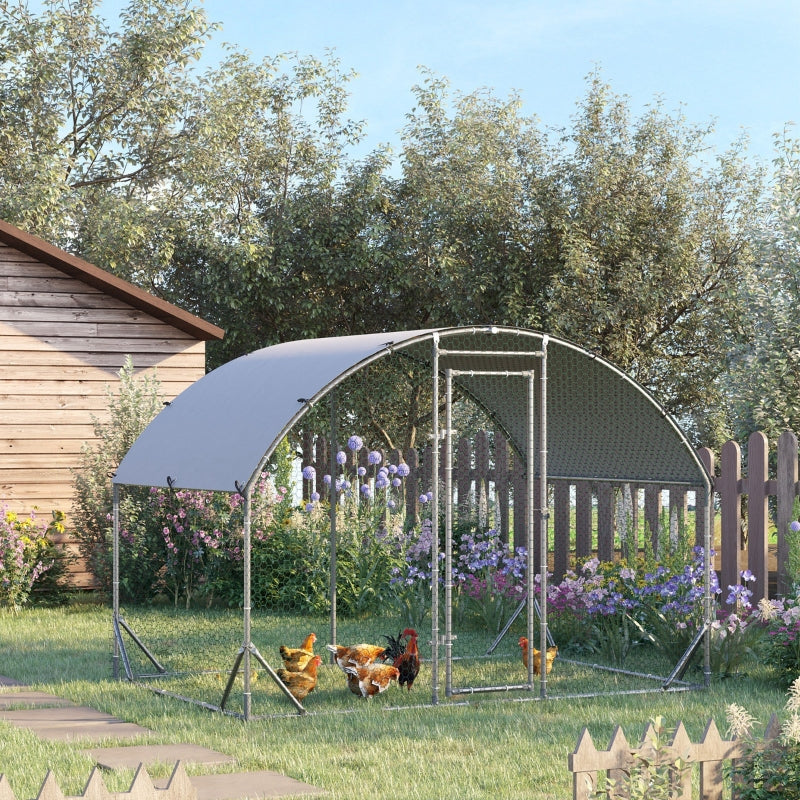 Galvanised Chicken Run with Water-Resistant Cover, 2.8 x 1.9 x 2m