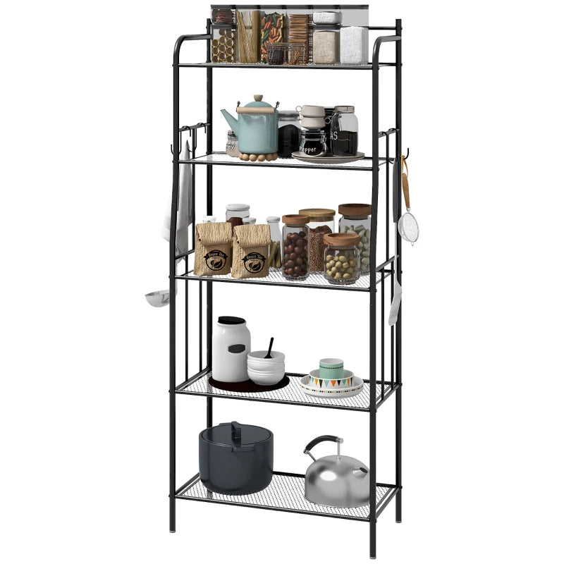 Black 5-Tier Steel Kitchen Shelving Unit