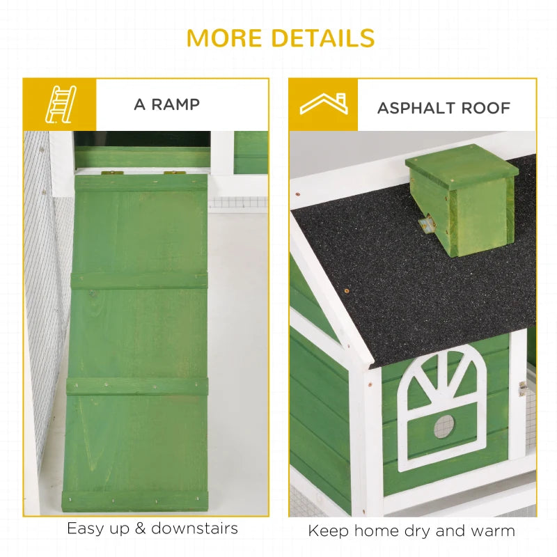 Grey 2-Tier Rabbit Hutch with Run and Water-Resistant Roof