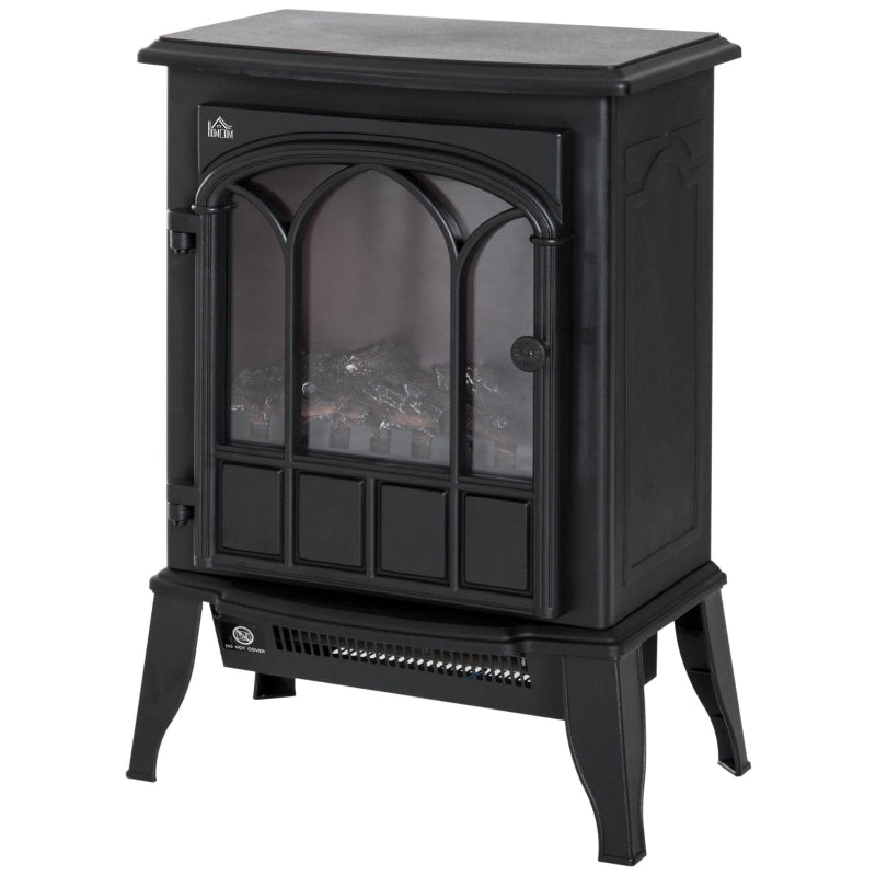 Black Electric Fireplace Stove with LED Flame Effect 1000W/2000W