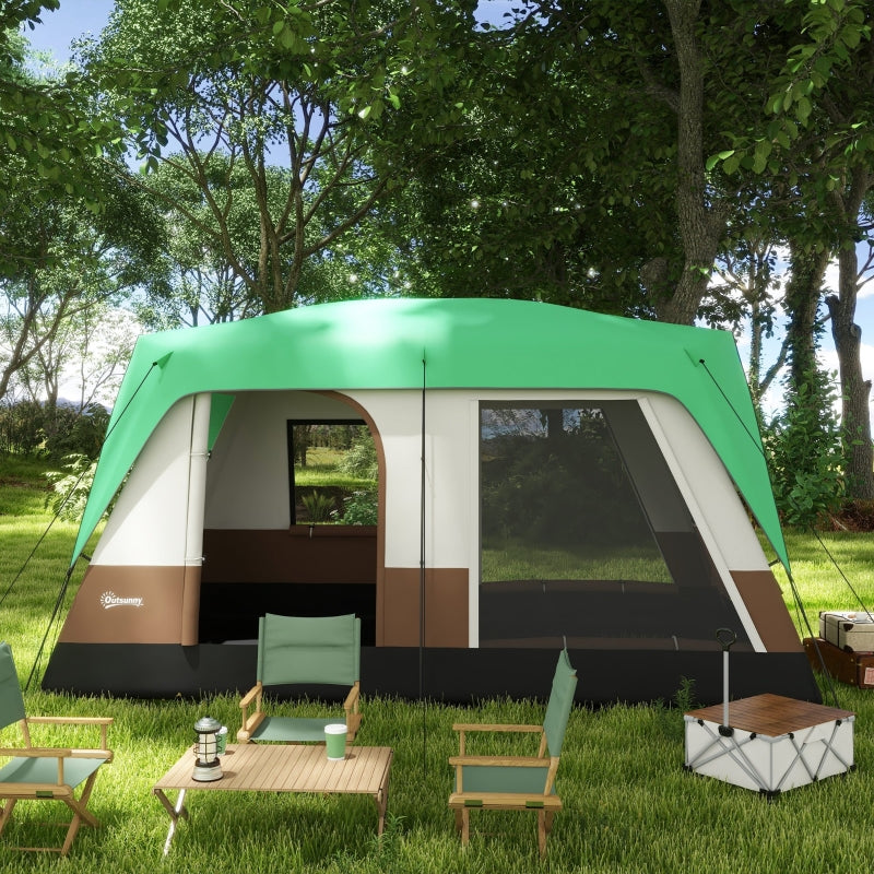 Green 7-Person Camping Tent with Rainfly & Accessories