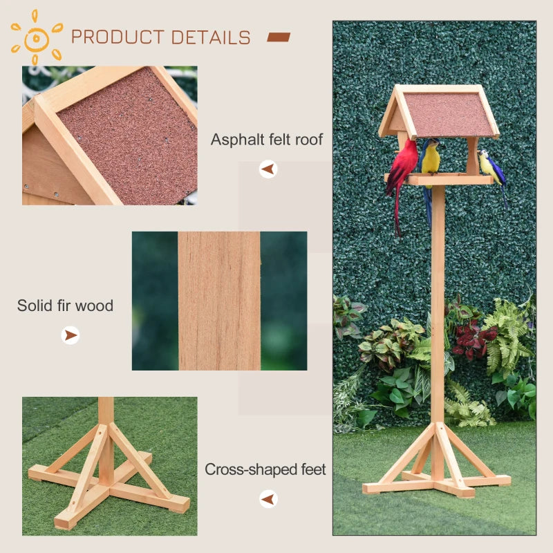 Wooden Bird Feeder Stand with Cross-shaped Support Feet - Weather Resistant