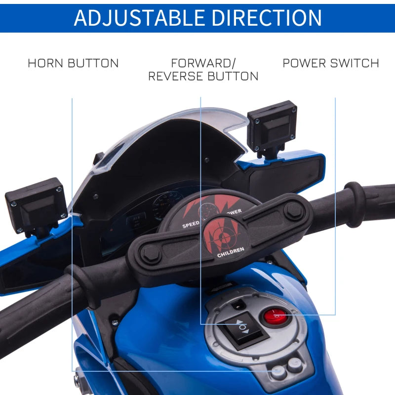 Blue Kids Electric Pedal Motorcycle Toy 6V Battery 18-48 months