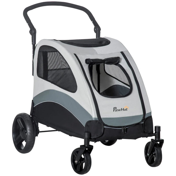 Grey Pet Stroller for Medium Pets with Safety Features