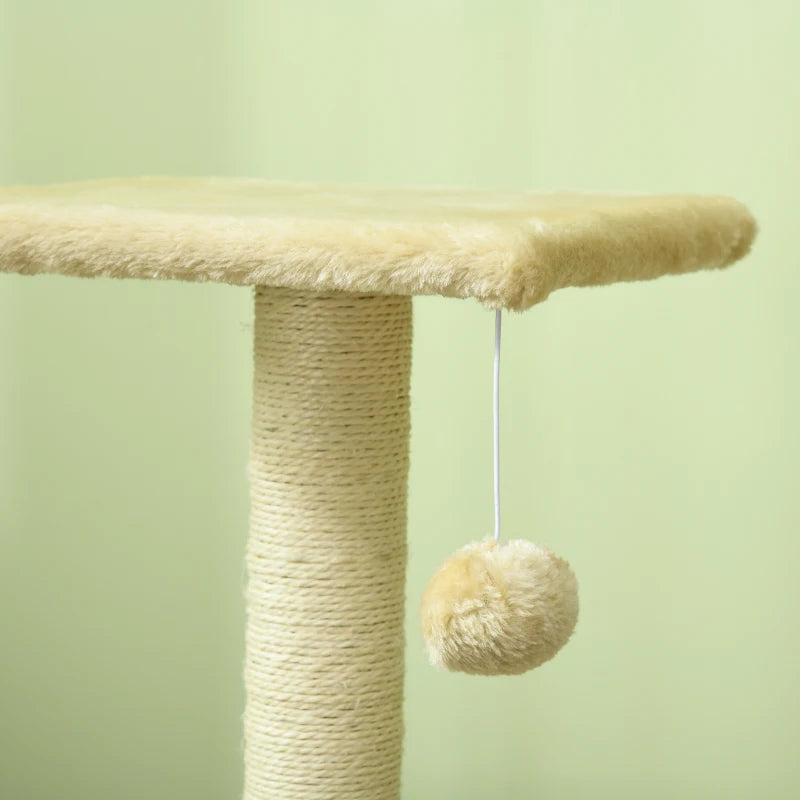 72cm Cat Tree with Scratching Post & Pad - Cream White