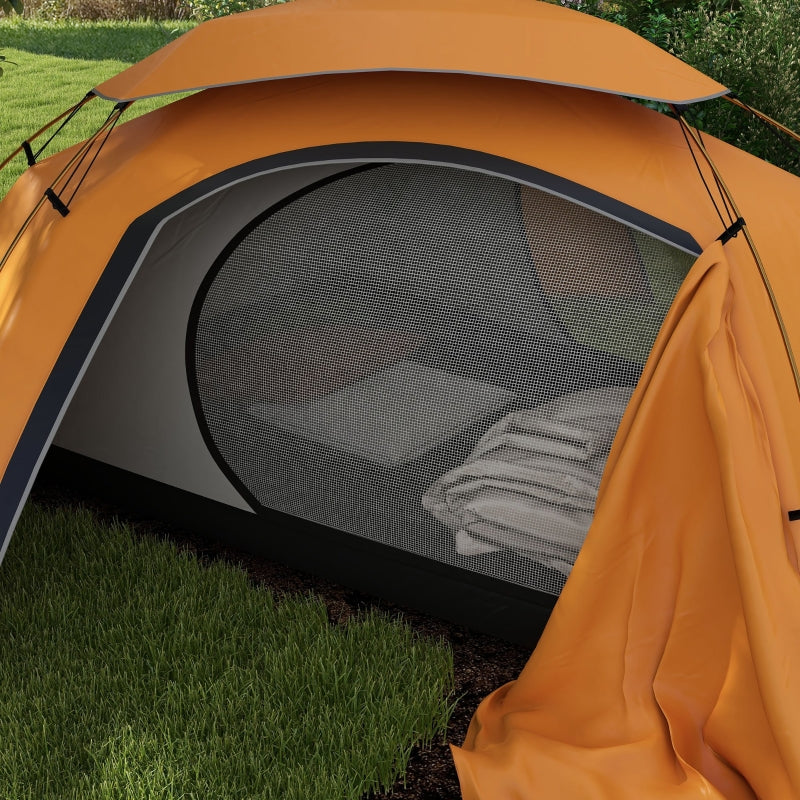 Orange Aluminium Frame Camping Dome Tent, 2000mm Waterproof, 1-2 Person