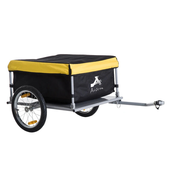 Yellow Bicycle Cargo Trailer with Folding Storage & Removable Cover