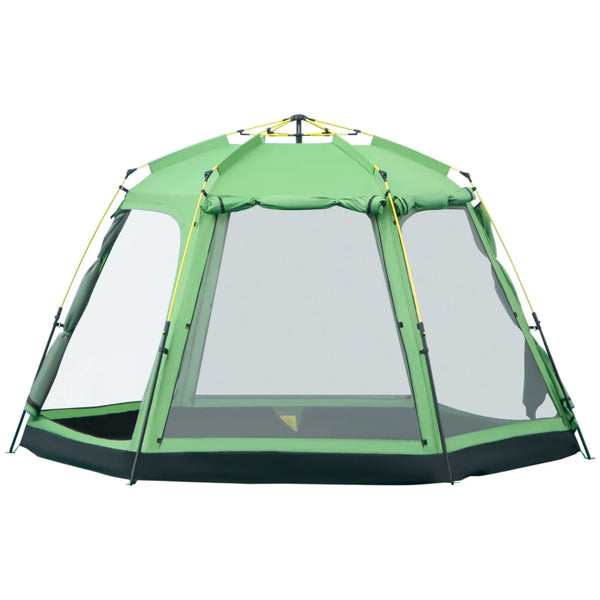 Green 6-Person Pop-Up Camping Tent with Windows and Doors